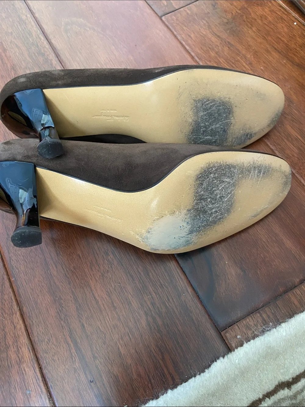 Salvatore Ferragamo Brown Suede Pumps with Lucite Heels